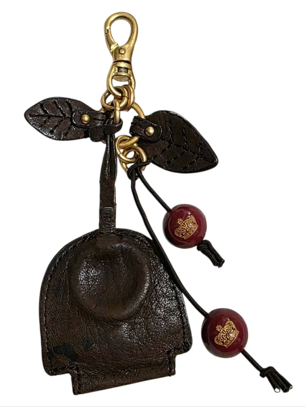 Juicy Couture vintage keychain with keyring holder and cherry/leaf charms